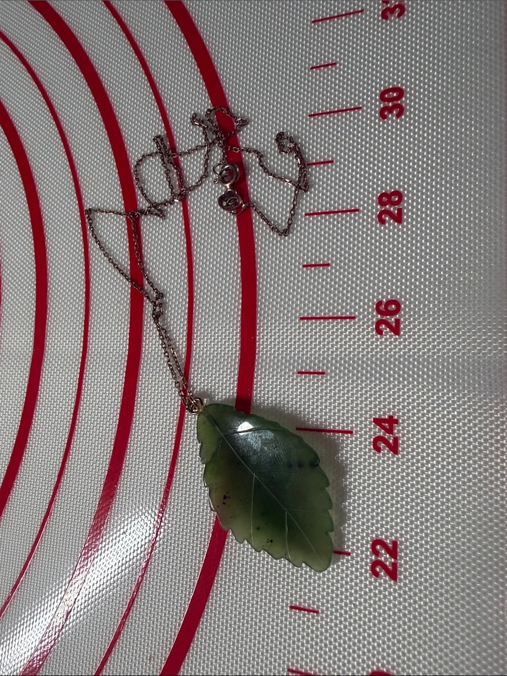 Green Jade Leaf Pendant Rose Gold 925 Necklace